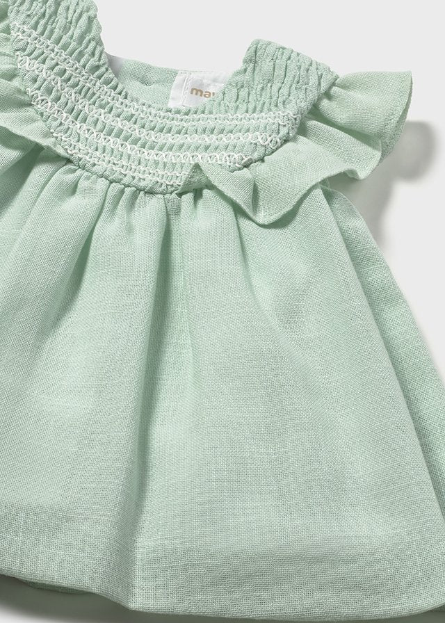 Aqua dress with smock