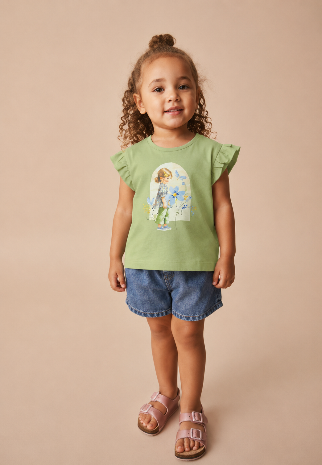 1080- Green S/s printed t-shirt