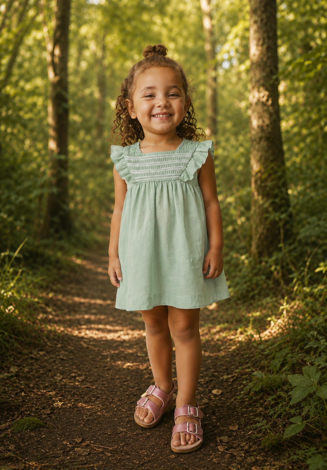 Aqua dress with smock