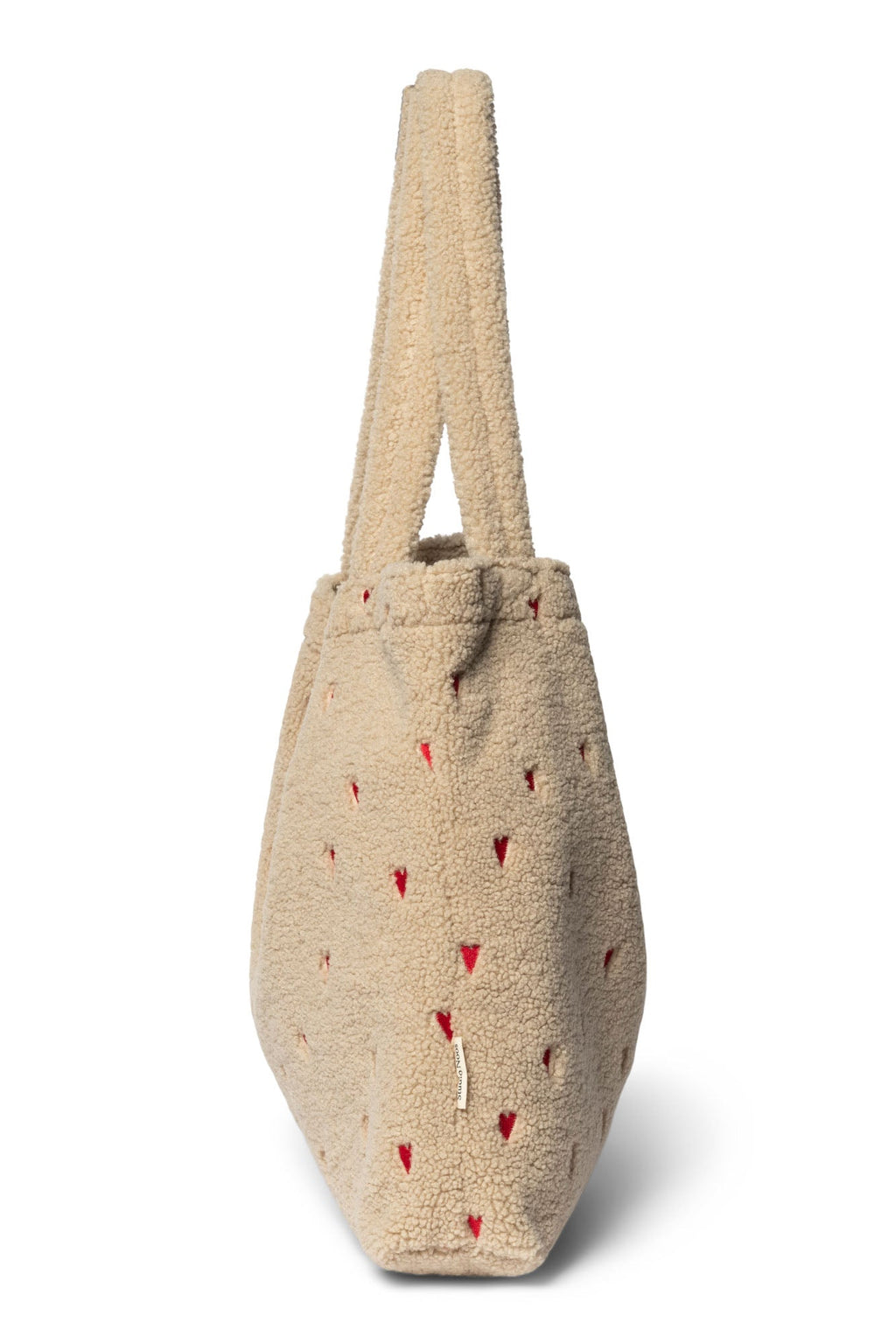 Ecru Teddy Hearts Mom Bag